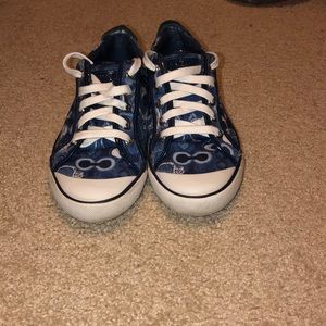 Blue and white coach shoes
